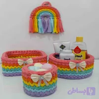 ست سبد تریکو سیسمونی ۴ تکه رنگین‌کمان