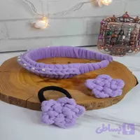 ست کش و تل مو زنانه مدل بافت بسته 3 عددی