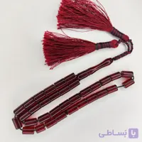 تسبیح کهربا پودری 33عددی تراش کسمه قرمز رنگ خوشدست