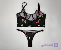 ست شورت و سوتین توری نیم تنه طرح بابونه