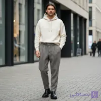 شلوار مام استایل فوتر موهر پارچه جناقی مردانه