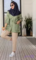 مانتو دانشجویی آوید کمر گت سبز ماچا
