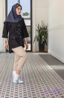 مانتو دانشجویی آوید کمر گت مشکی