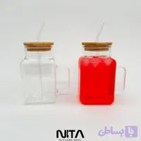 ماگ اسموتی پیرکس درب بامبو نی دار مربعی