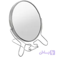 آینه آرایشی دو طرفه پایه دار رومیزی بدنه استیل ضد زنگ میرور مدل 4 اینچ با جعبه