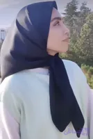 روسری ساتن ابریشم مشکی مجلسی
