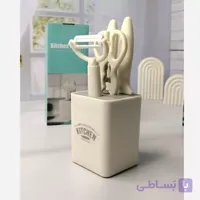 ست آشپزخانه 4 تایی استنددار ست چاقو و قیچی و پوست کن پایه دار