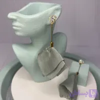گوشواره آویز گل‌پارچه‌ای