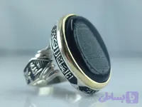 انگشتر نقره مردانه عقیق مشکی با حرز امام جواد (ع) و سوره کوثر کد ۱۰۰۷