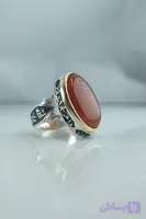 انگشتر نقره مردانه عقیق قرمز با حرز امام جواد (ع) کد ۱۰۰۶