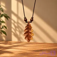 گردنبند چوبی برگ رویش
