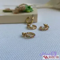پک گوشواره‌های حلقه‌ای طلایی نگین‌دار برند SIX