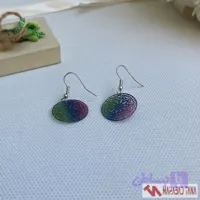 گوشواره آویز دایره‌ای طرح ماندالا هفت‌رنگ