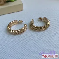 گوشواره حلقه‌ای پیچ‌خورده طلایی برند SIX