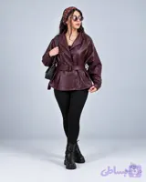 کت چرم زنانه رنگBurgundy (گیلاسی)