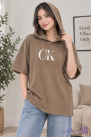 تیشرت باکسی دخترونه کلاهدار CLVIN