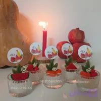 شمع یلدایی شیشه کبریتی (طرح هندوانه و انار و کدو)