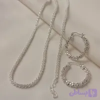 گردنبند و دستبند خاویاری آبکاری نقره