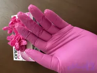 دستکش نیتریل صورتی باربي برند وان پلاس مالزي