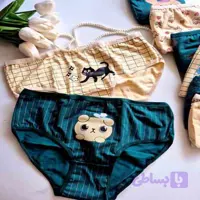 شورت تمام نخ تم سبز و کرم