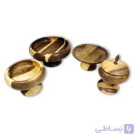 ست چهار پارچه پایه‌دار تمام چوب خمره‌ای