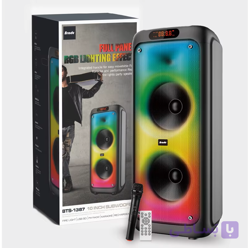 اسپیکر بلوتوثی دبل ساب ووفر 10 اینچ برودو مدل Speaker BTS-1387