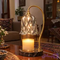 چراغ رومیزی شمع گرم کن یا چراغ خواب شمع آب کن تایمردار مدل n3 با کریستال شامپاینی