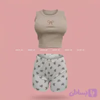تاپ و شورتک دخترانه طرح پاپیون کرمی