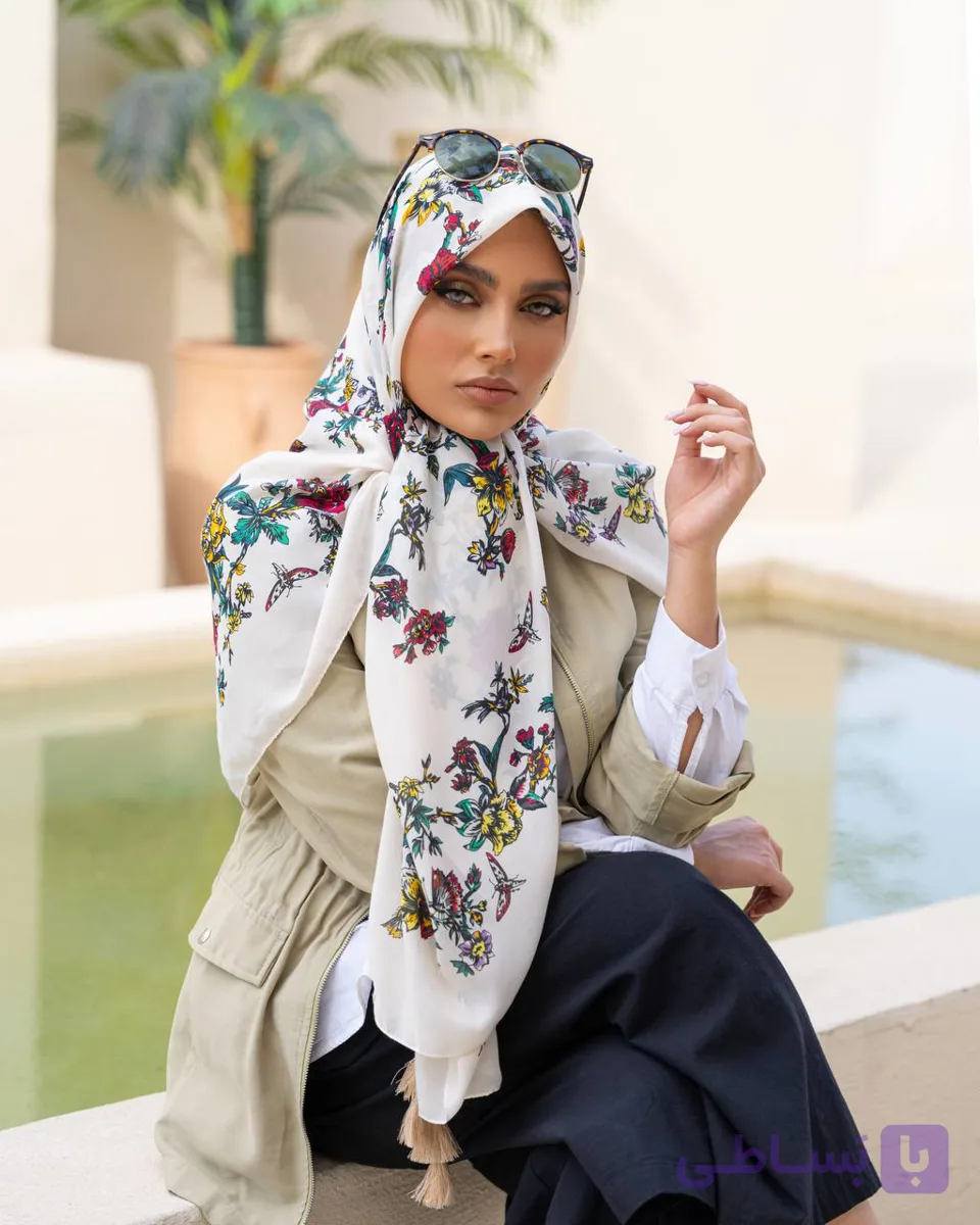 روسری وال نخی پروانهButterfly cotton scarf