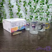 لیوان پیرکس راه راه حجم ۳۲۰ میل برند دلی سوگا