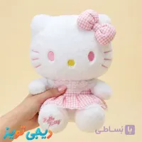 عروسک کیتی اورجینال لباس چهارخانه Hello Kitty