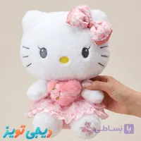 عروسک هلوکیتی صورتی قلب به دست اورجینال (Hello Kitty)