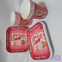 ظرف و لیوان و چنگال توت فرنگی