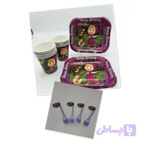ظرف و لیوان و چنگال ماشا