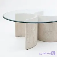 پایه میز سنگی تراورتن چرمی طرح دو نیم‌دایره