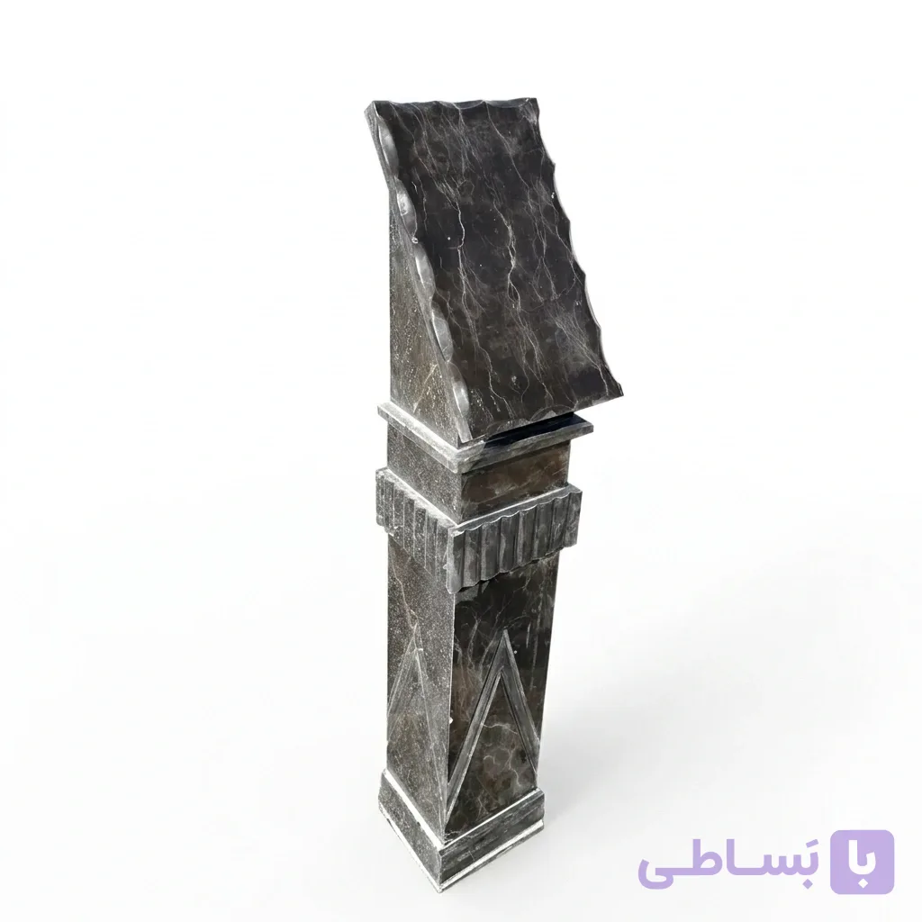 پایه آیفون سنگی مشکی رگه‌دار با ابزار هندسی