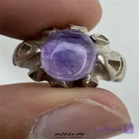 انگشتر امتیست معدنی با رکاب نقره دست‌ساز
