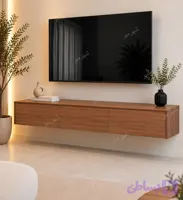 میز تلویزیون دیواری مدل هامون رنگ کرم گردویی