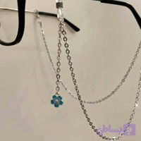 بند عینک زنجیری آویز دار طرح گل آبی(صادراتی)