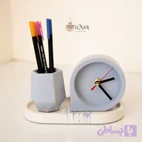 ست 3 تکه رومیزی ساعت استند و جامدادی بتنی