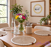 زیربشقابی گرد کنف و قیطان با دور بافت قیطان(۳۲cm)