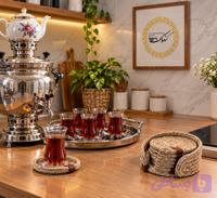 پک شش عددی زیر لیوانی و جای زیر لیوانی قیطان و استند تنها