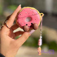 کاور ایرپاد دونات صورتی سیلیکونی با آویز