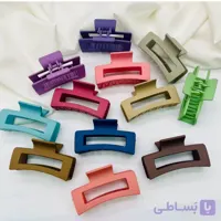 کلیپس مو زنانه مستطیلی متوسط رنگی شمعی