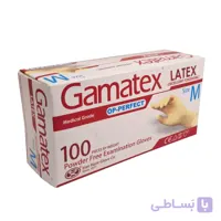 دستکش لاتکس حریر مدل گاماتکس بسته 100 عددی | محافظت مطمئن با راحتی و انعطاف بالا در کارهای پزشکی و بهداشتی