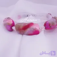 دستبند پلیمری دستساز دفرمه طیف صورتی