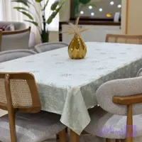 رومیزی مخمل شانل ضدلک 4نفره طرح حاشیه فیروزه‌ای