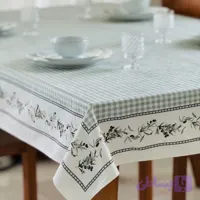 رومیزی مخمل شانل ضدلک 100*70طرح زیتون