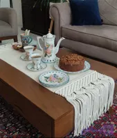رانر ترکیب پارچه و مکرومه مدل اقاقیا