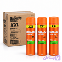 ژل اصلاح ژیلت Gillette مدل Fusion حاوی روغن بادام حجم 200 میل | تعداد 6 عدد | قیمت عمده